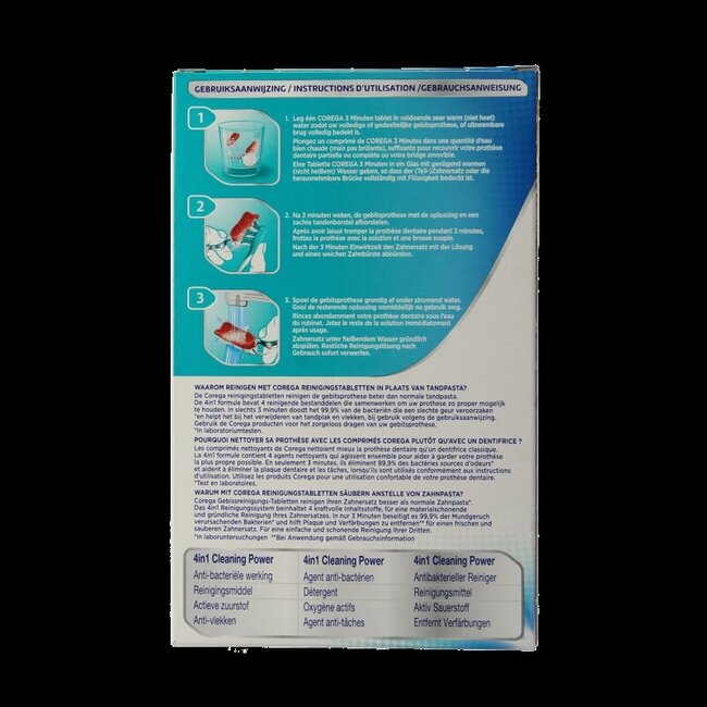 Corega Tablettes Nettoyantes 3 Minutes 30 Tablettes