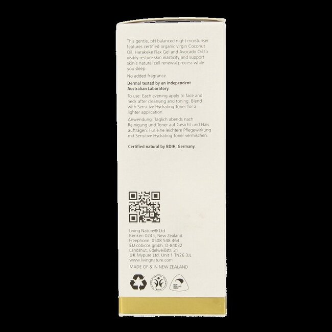 Living Nature Crème de nuit peaux sensibles 50 ml