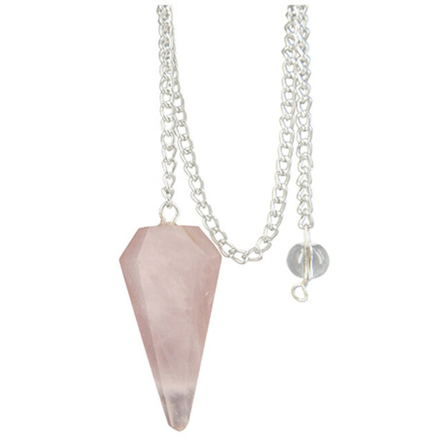 Pendel facet roze kwarts 1 Stuks