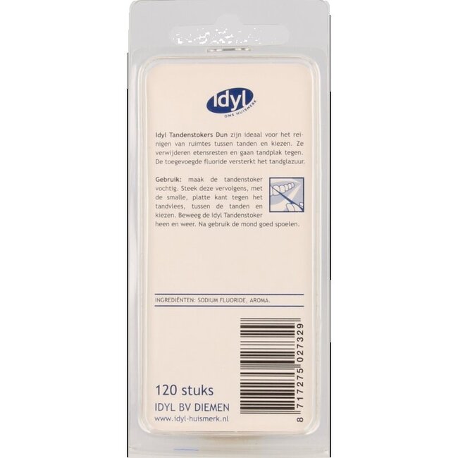 Idyl Tandenstokers dun met fluoride en mintsmaak 120 Stuks