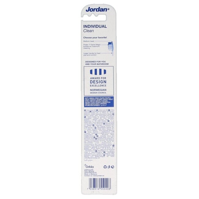Brosse à dents Jordan Individual Clean souple 1 pièce