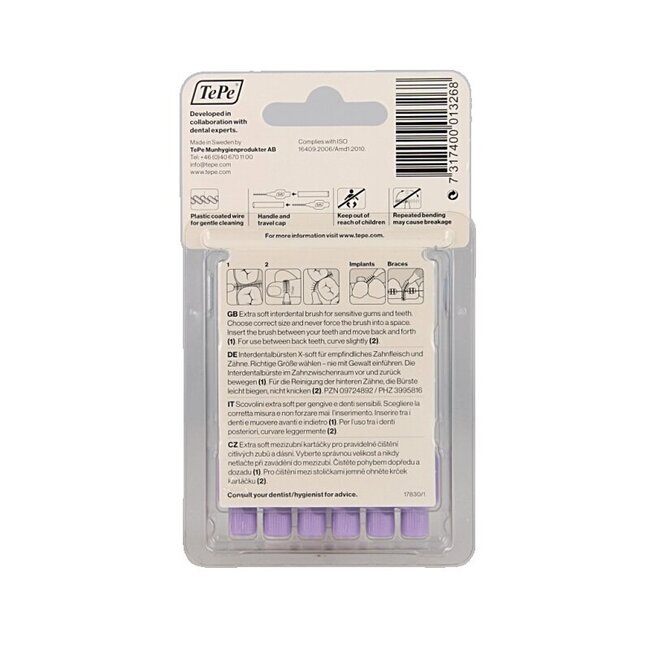 Brossettes interdentaires TePe extra soft lilas clair taille 6 6 pièces