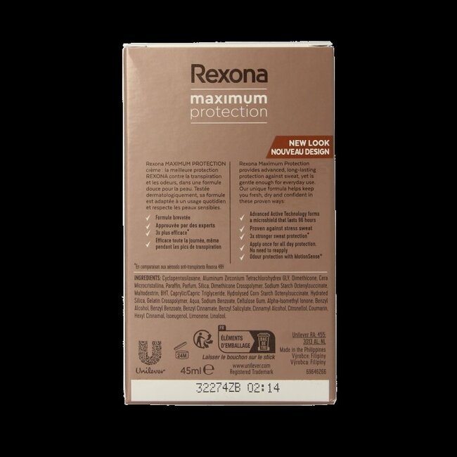 Rexona Deodorant stick women max prot sensitive 45 Milliliter