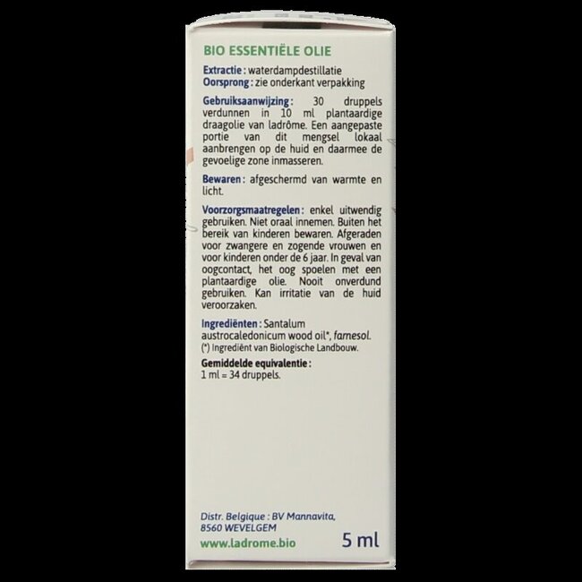 Huile essentielle de bois de santal bio Ladrome 5 ml