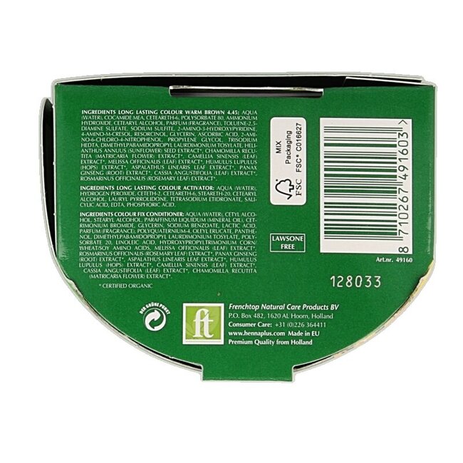 Henna Plus Long Lasting Colour 4.45 Brun Chaud 100 ml