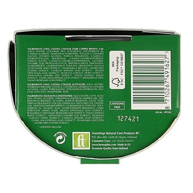 Henna Plus Long lasting colour 3.44 dark copper brown 100 Milliliter