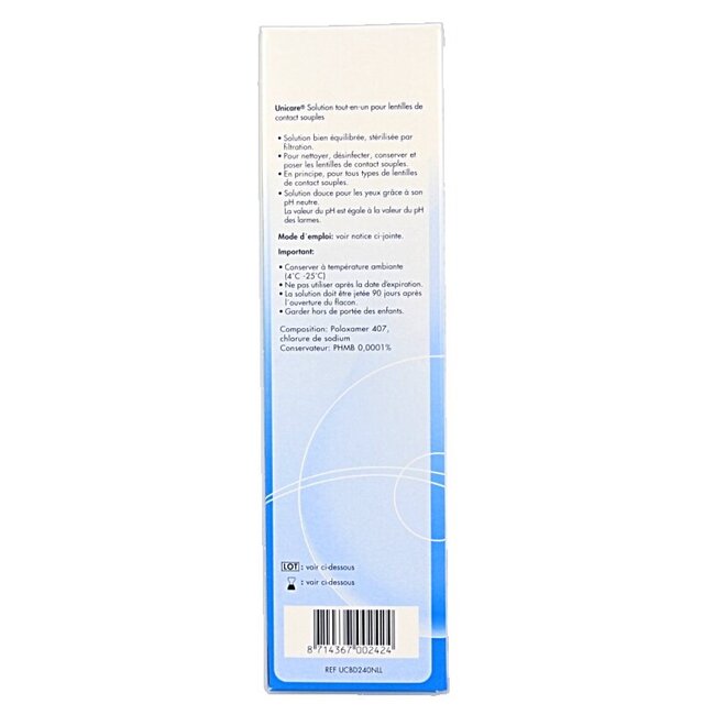 Solution tout-en-un Unicare pour lentilles souples 240 ml