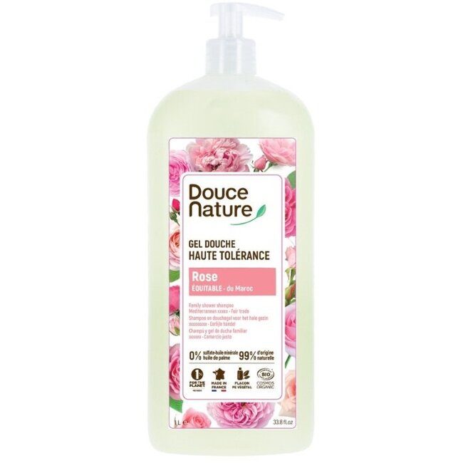 Douce Nature Douchegel hoge tolerantie roos uit Marokko bio 1 Liter