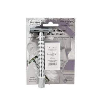 Hans Baier Rasoir de sécurité Hans Baier chrome blister avec 10 lames 1 pièce