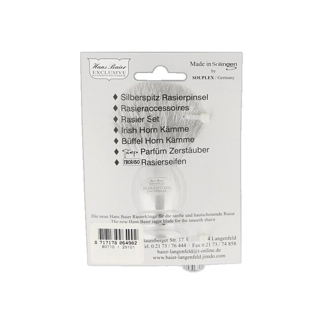 Rasoir de sécurité Hans Baier chrome blister avec 10 lames 1 pièce