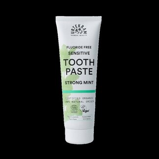 Urtekram Tandpasta sensitive strong mint fluoridevrij 75 Milliliter