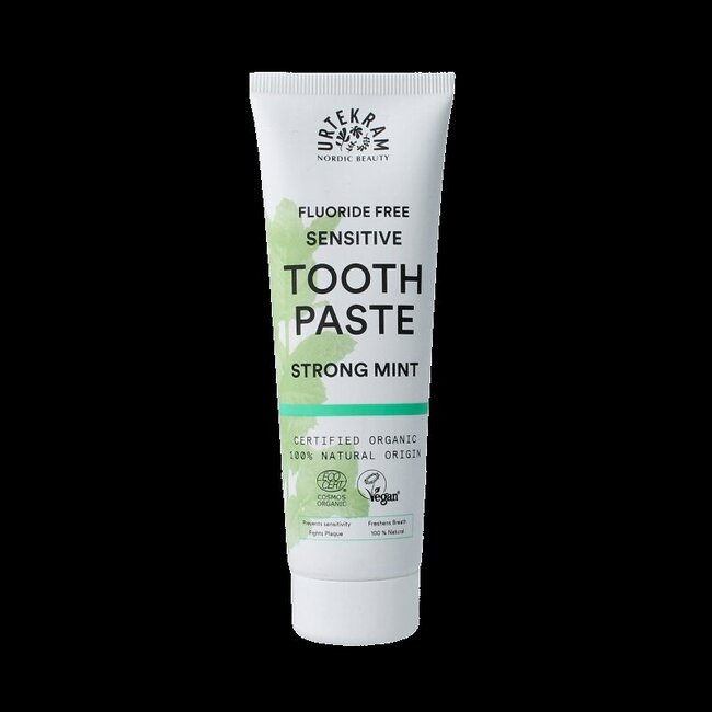 Tandpasta sensitive strong mint fluoridevrij 75 Milliliter