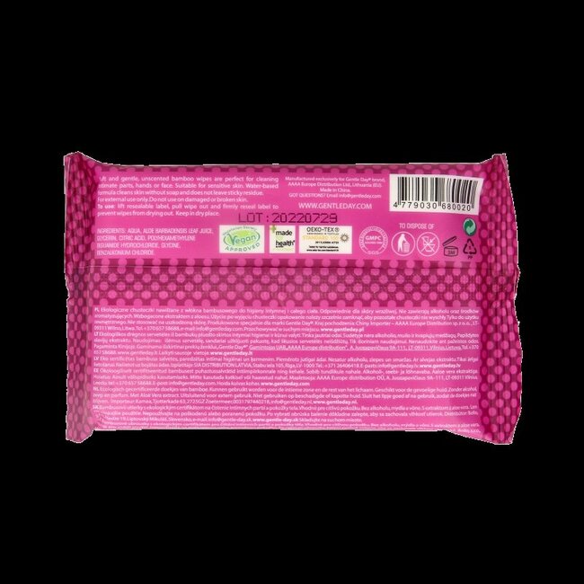 Lingettes humides en bambou Gentle Day (10 pièces)