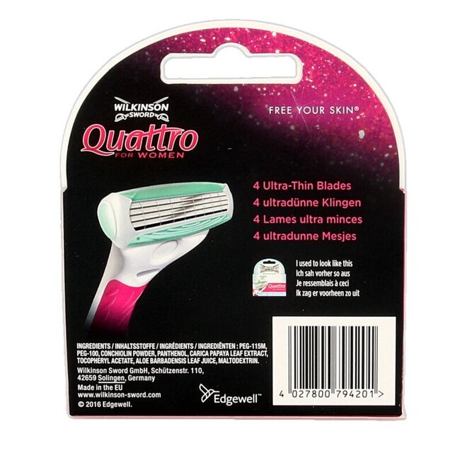 Lames Wilkinson Quattro for Women Sensitive 3 + 1 (4 pièces)