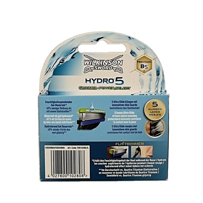 Wilkinson Hydro 5 groomer power select mesjes  4 Stuks