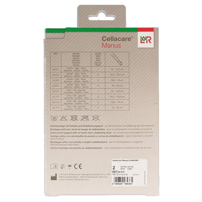 Cellacare Manus comfort polsbandage rechts maat 2 1 Stuks