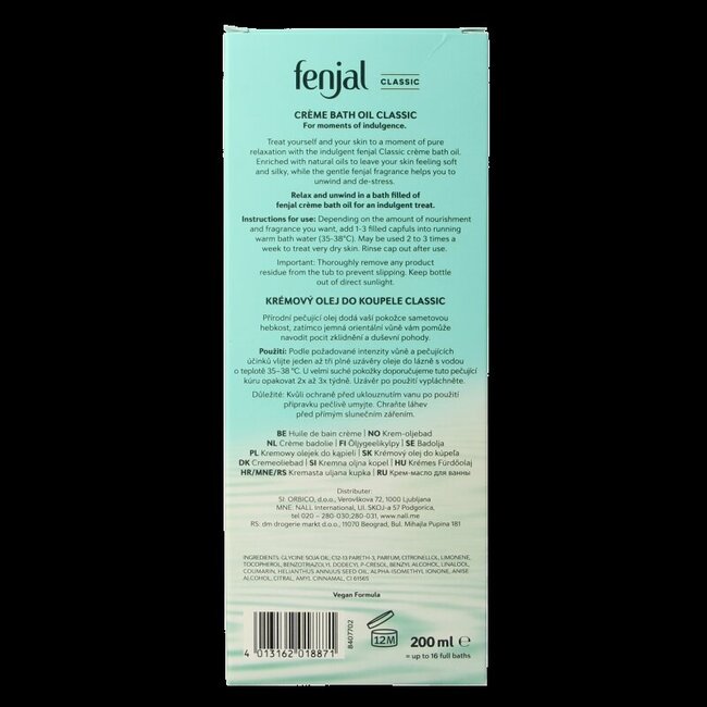Huile de bain Fenjal Classic 200 ml