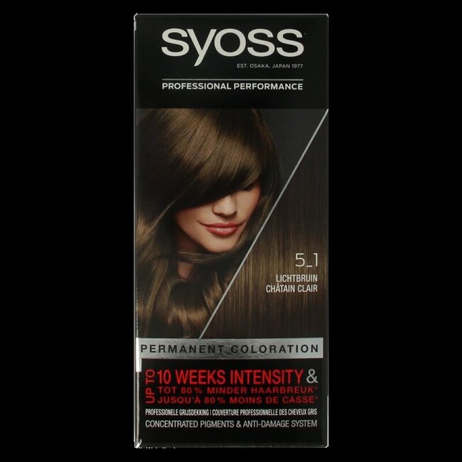 Syoss Color baseline 5-1 lichtbruin haarverf  1 Set