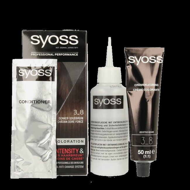 Syoss Color coloration permanente 3-8 Châtain Foncé Doré 1 Kit