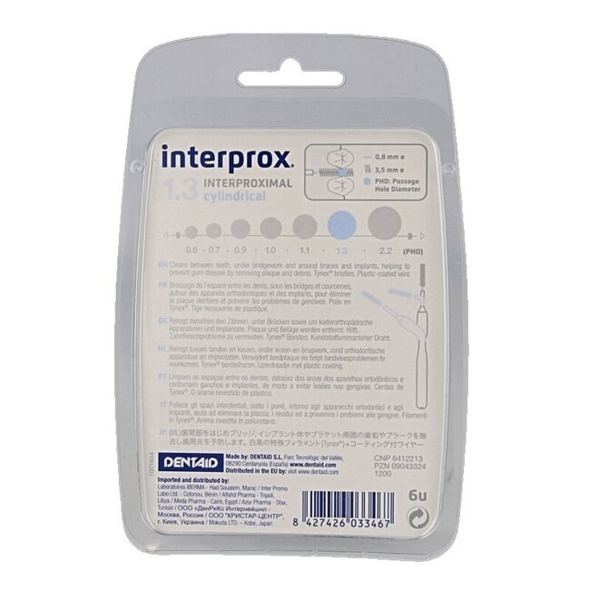 Interprox Premium cylindrical 1.3 licht blauw 3.5mm  6 Stuks