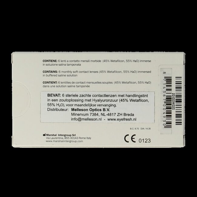 Lentilles mensuelles Eyefresh -6,00 6 pièces