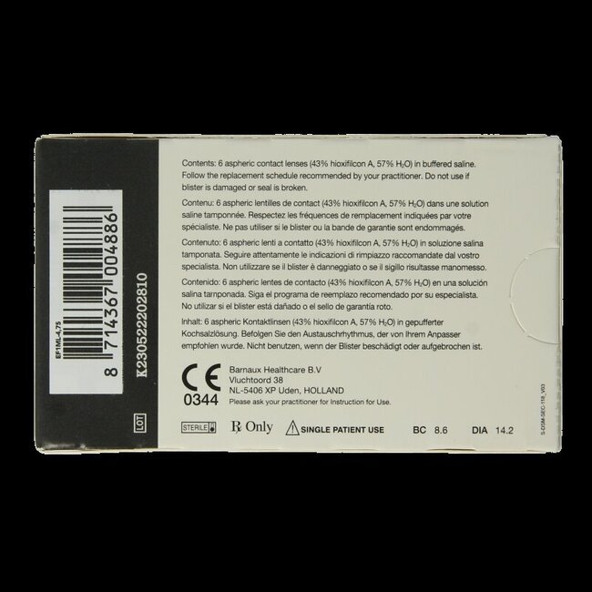 Eyefresh Lentilles mensuelles -4.75 6 pièces