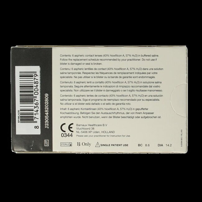 Eyefresh Lentilles Mensuelles -4.50 6 Pièces