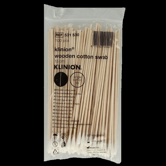 Wattenstaafjes 15cm kleine wattenprop 100 Stuks