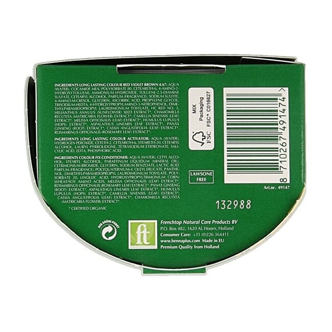Henna Plus Long lasting colour 4.67 red violet brown 100 Milliliter