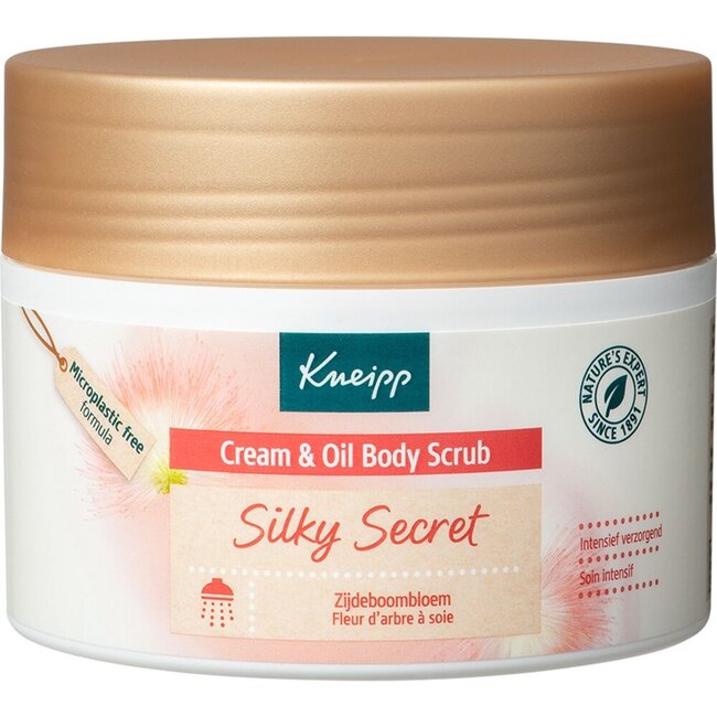 Silky secret cream & oil body scrub zijdeboombloem 200 Milliliter