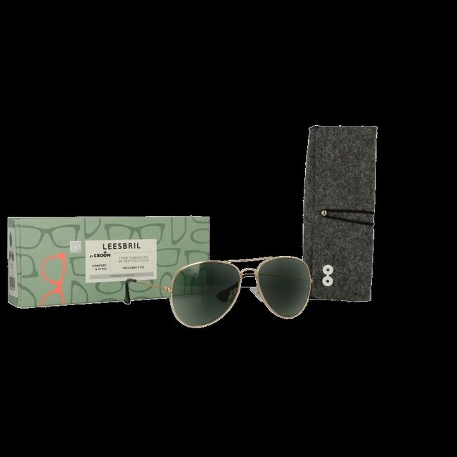 Zon/leesbril ann shiny gold/green +2,0  1 Stuks