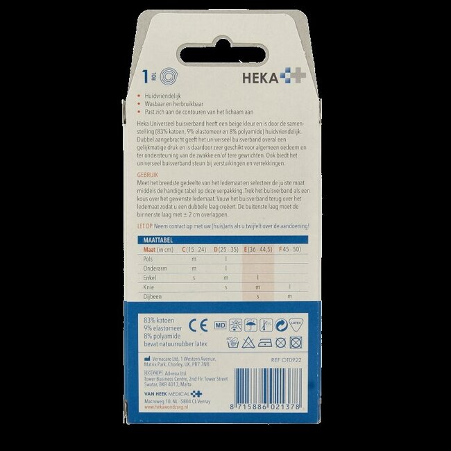 Heka Grip bandage tubulaire beige D 1 pièce