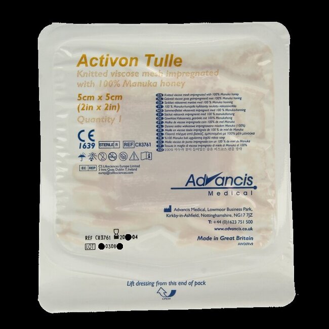 Activon manuka gaasverband 5 x 5 1 Stuks
