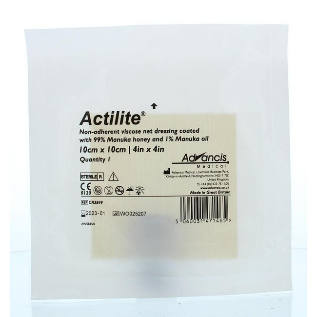 Actilite manuka non adhesive 10 x 10 1 Stuks