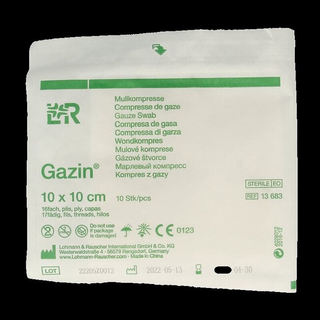 Gaaskompressen 10 x 10cm steriel 10 Stuks