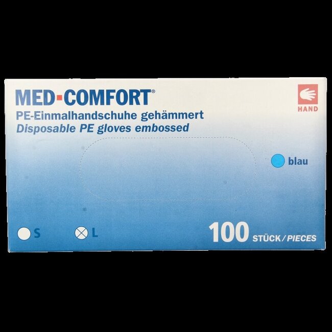 Handschoen PE geruwd blauw 100 Stuks