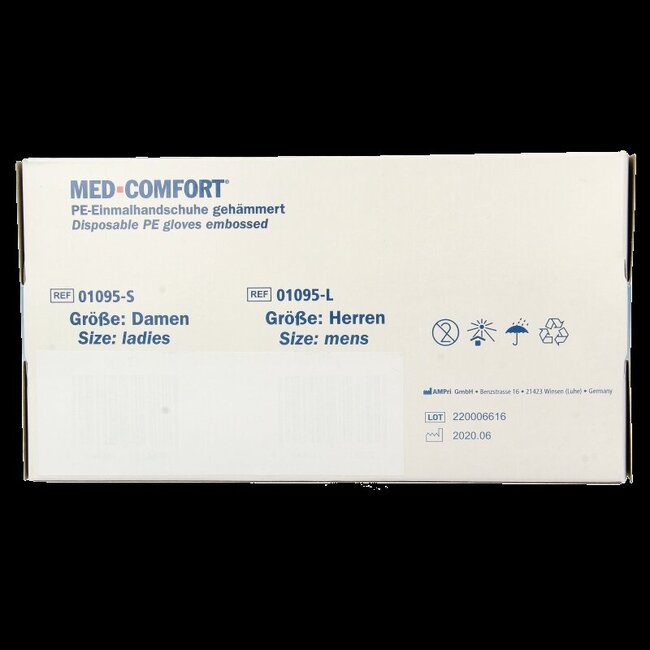 Med Comfort Handschoen PE geruwd blauw 100 Stuks