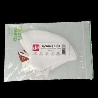 Easyessentials Mondkapje katoen 2-laags wit 2 Stuks