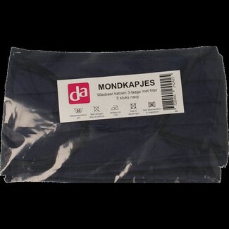 Easyessentials Masque lavable en coton bleu Easyessentials 3 couches, 5 pièces