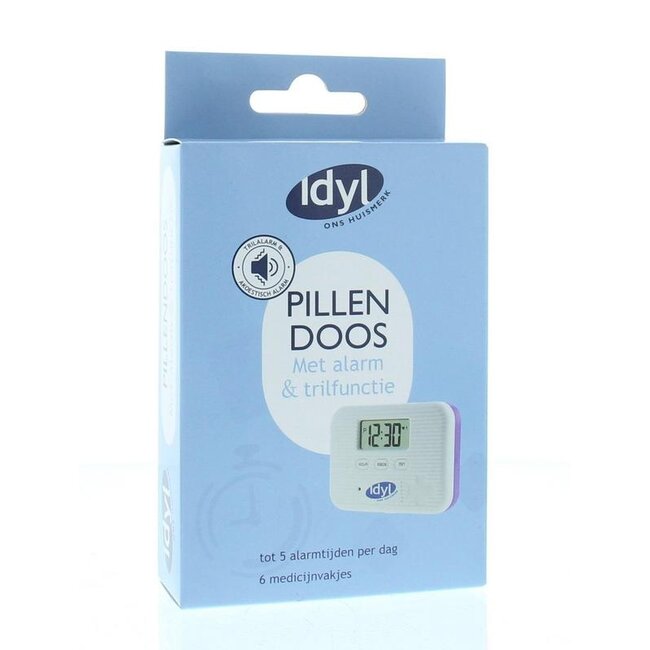 Pillendoos met alarm en trilfunctie 6-vaks 1 Stuks