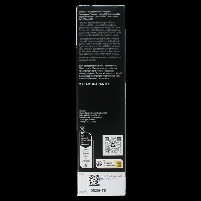 Braun Voorhoofdthermometer Sensian 3 BNT050 1 Stuks