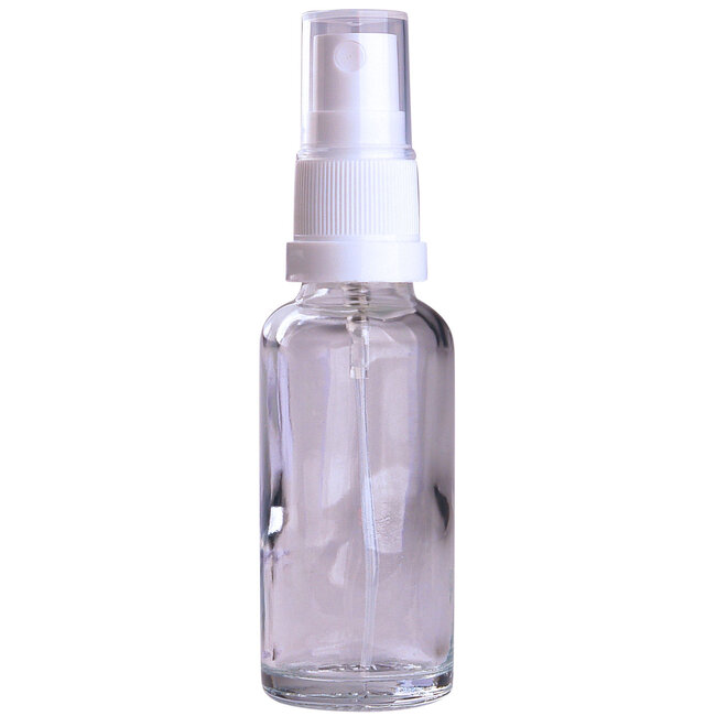 Glazen helder fles met witte verstuiver 30ml 5 Stuks