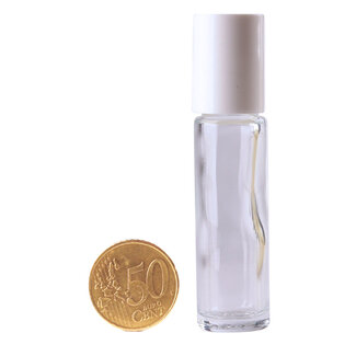 Helios Holland Rollerflesje helder glas 10ml incl witte dop 5 Stuks