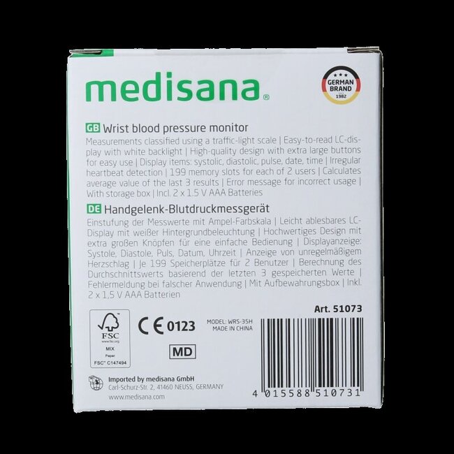 Medisana Polsbloeddrukmeter BW 345 1 Stuks