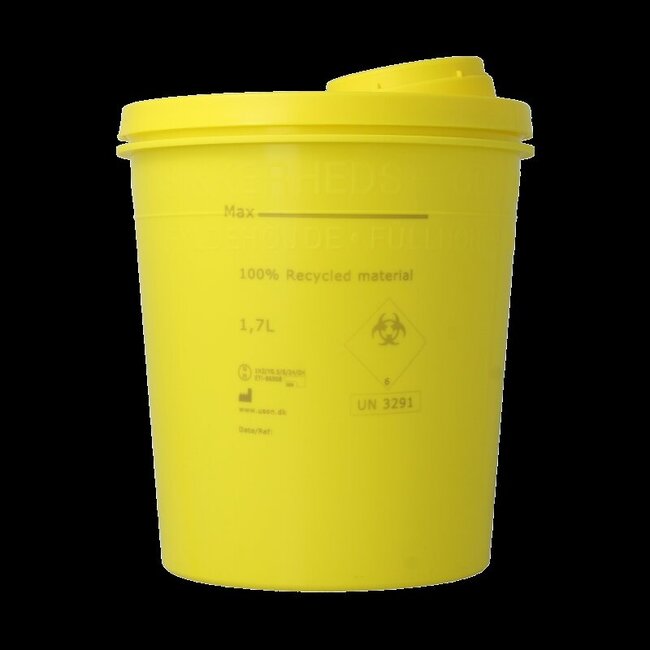 Naaldencontainer 1.7 liter geel gerecycled plastic 1 Stuks