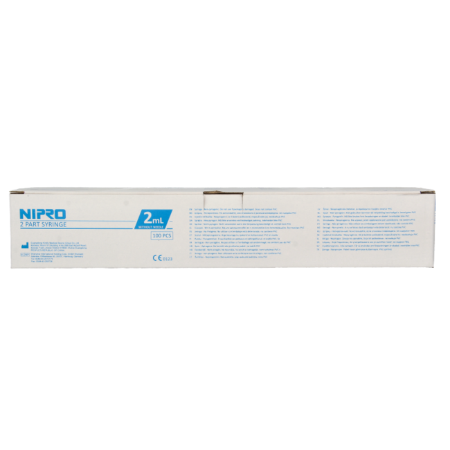Injectiespuit 2-delig centrisch 2ml 100 Stuks