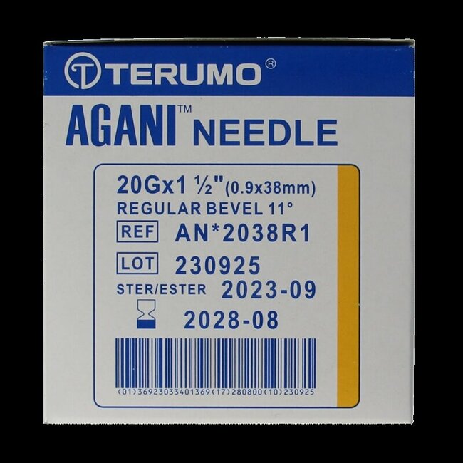 Terumo Injectienaald 38 x 0.9 agani 100 Stuks