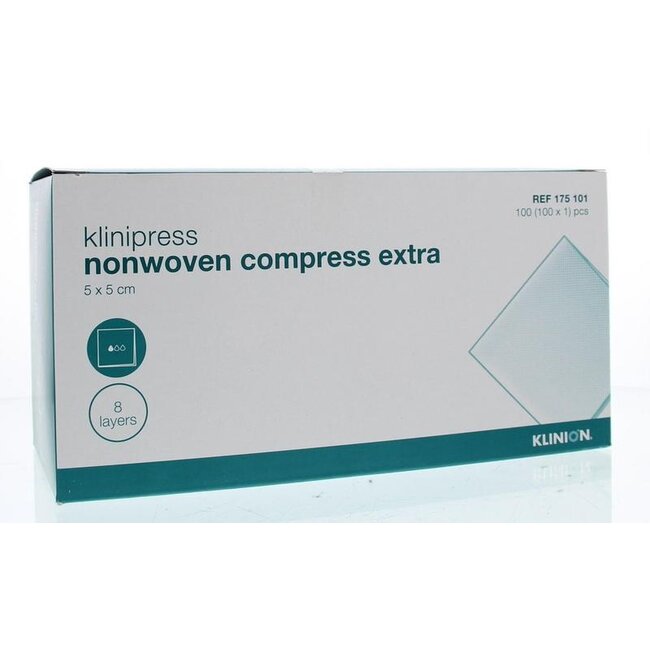 Klinipress non-woven kompres 5 x 5cm extra 100 Stuks