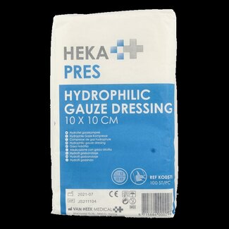 Hekapres Hydrofiele gaaskompres 10 x 10cm 100 Stuks