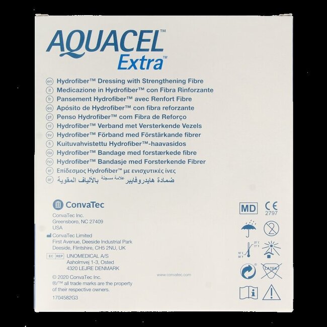 Pansement Aquacel Extra hydrofibre + renforcement 10 x 10 cm 10 pièces